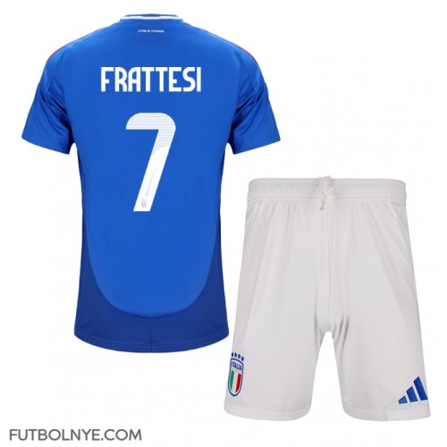 Camiseta Italia Davide Frattesi #7 Primera Equipación para niños Eurocopa 2024 manga corta (+ pantalones cortos)